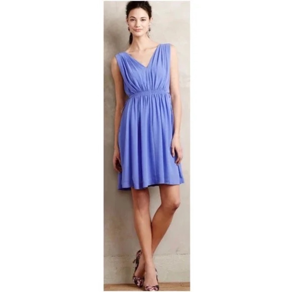 Anthropologie HD In Paris Empire Periwinkle Lilac Dress SIZE 4